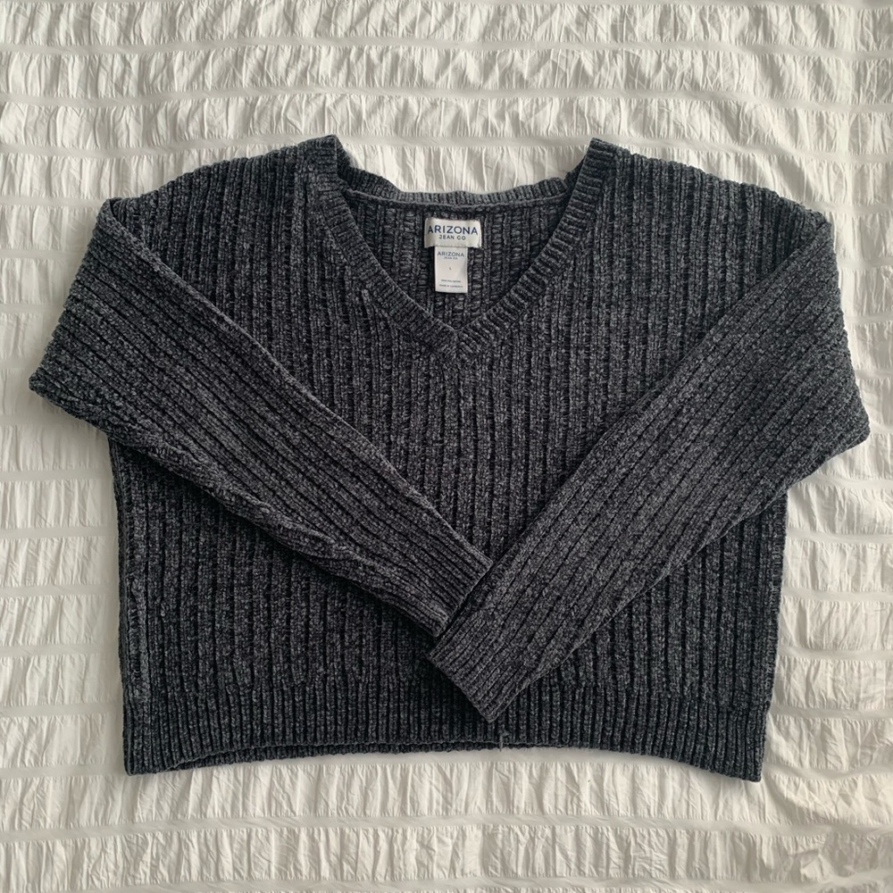 Grey cropped Arizona velvet sweater